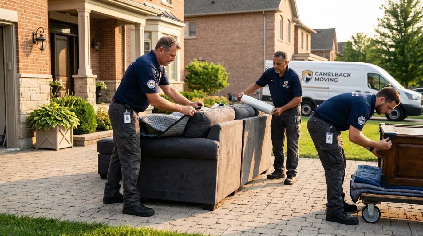 Large estate moving crew wrapping furniture in Seminole, TX