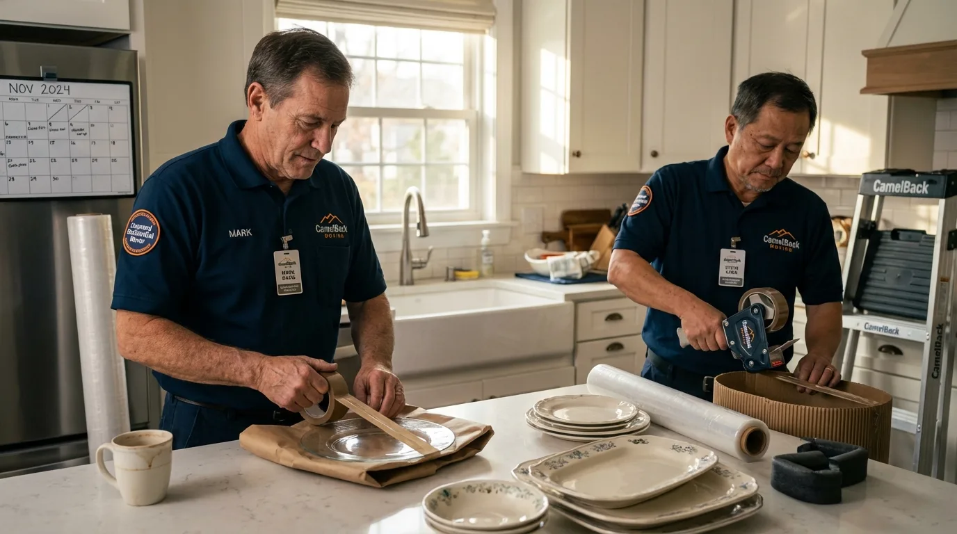 Professional crew packing kitchen dishware in Seminole, TX